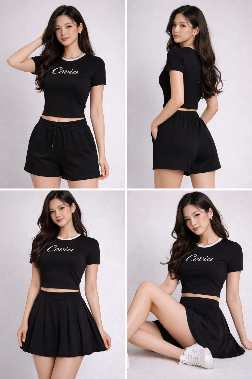 Covia  Croptop Nữ Viền Đen