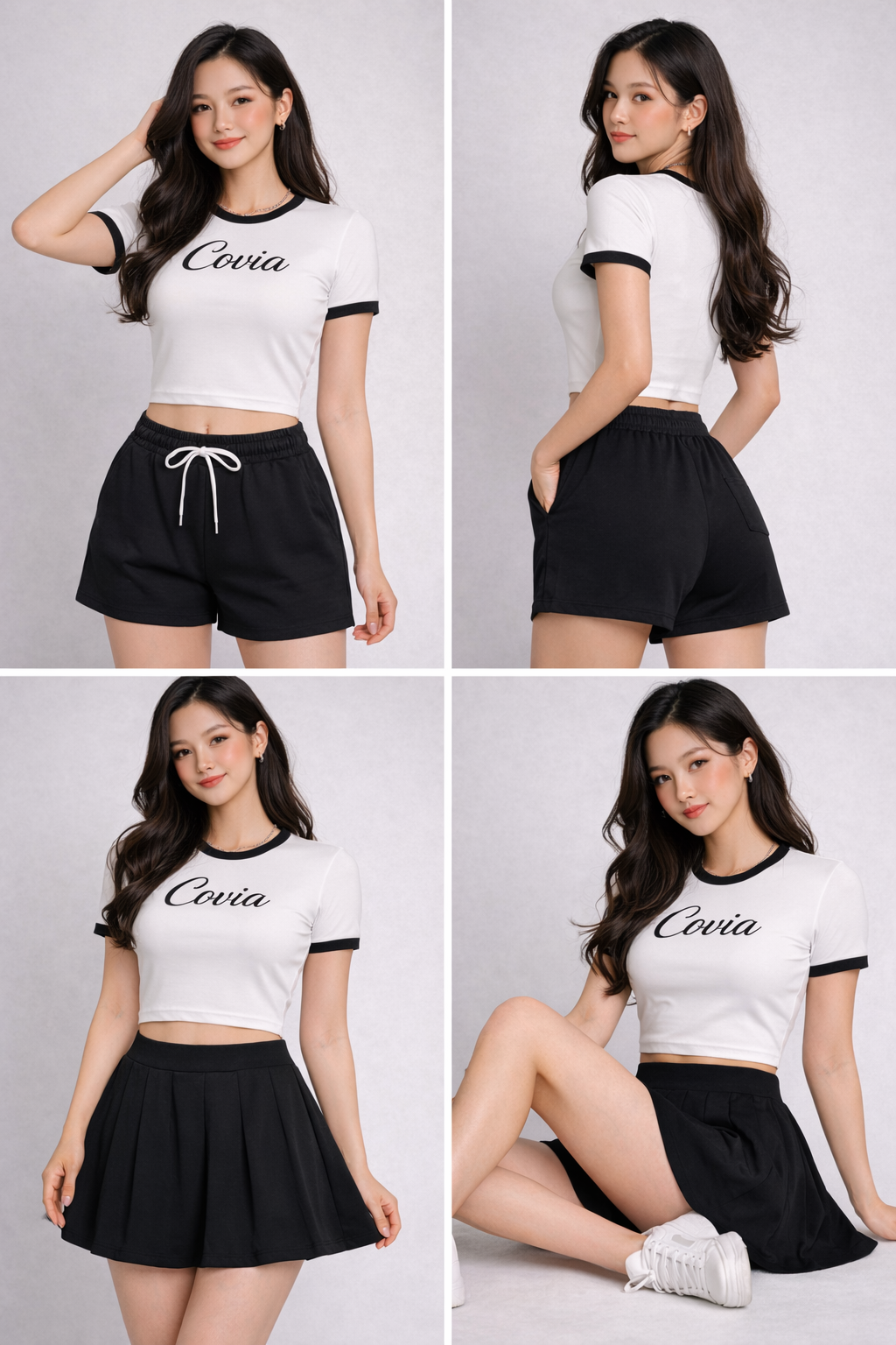 Covia  Croptop Nữ Viền Đen